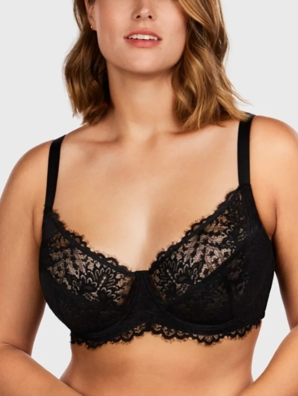 Nwt Hsia Lace Minimizer Unlined Underwire Bra Black